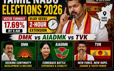 Tamil Nadu Elections 2026 LIVE: 17.69% Voter Turnout by 9 AM; Vijay Seeks 2-Hour Extension | DMK vs AIADMK vs TVK
